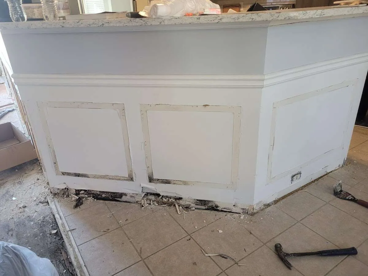 Water damage and mold on kitchen during Sewage Cleanup & Sanitation in Baltimore